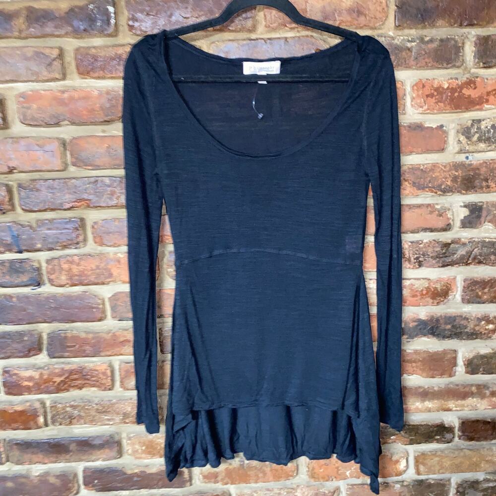 Philosophy Black Long Sleeve Babydoll High Low Tunic Top Women's Size XS